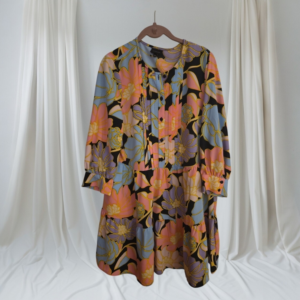 Who What Wear Black and‎ Multicolor Floral Dress
